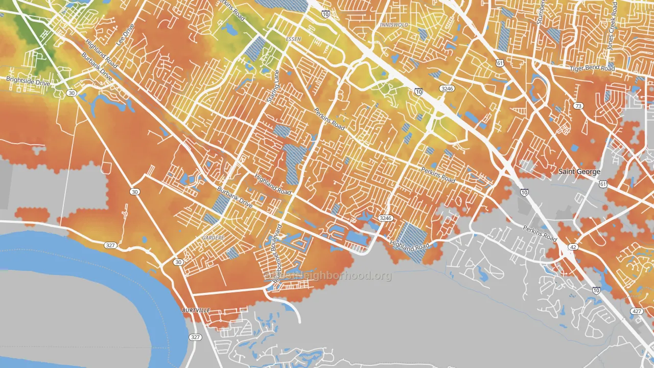 Bike Grade map of South Baton Rouge, Baton Rouge, LA