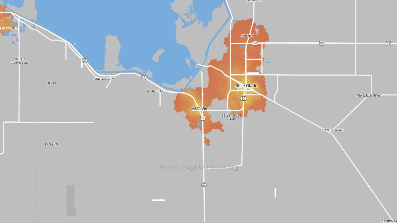 Bike Grade map of South Bay, FL