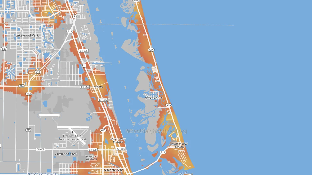 Bike Grade map of South Beach, Fort Pierce, FL