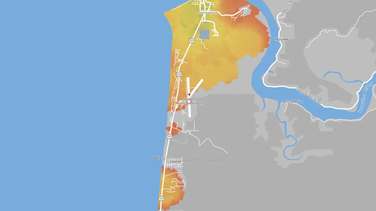 Bike Grade map of South Beach, OR