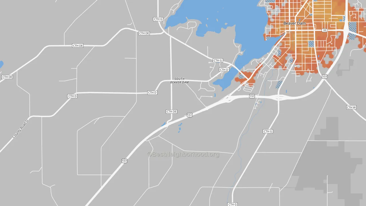 Bike Grade map of South Beaver Dam, WI