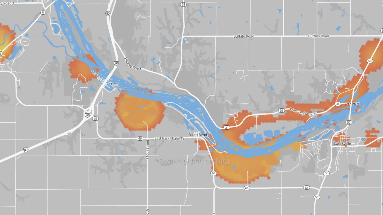 Bike Grade map of South Bend, NE