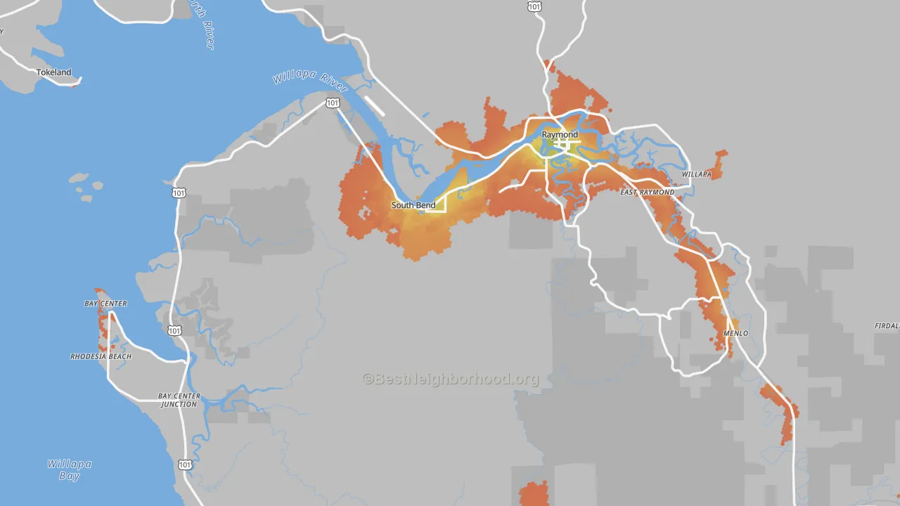 Bike Grade map of South Bend, WA