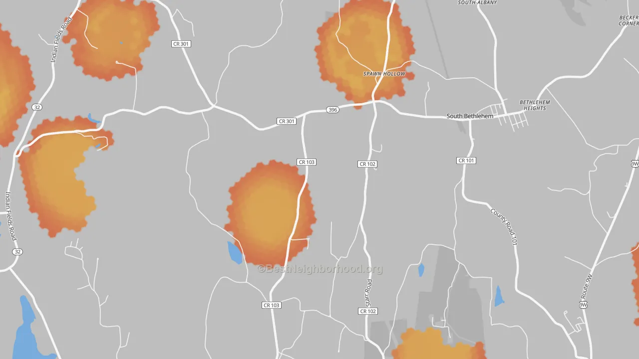 Bike Grade map of South Bethlehem, NY