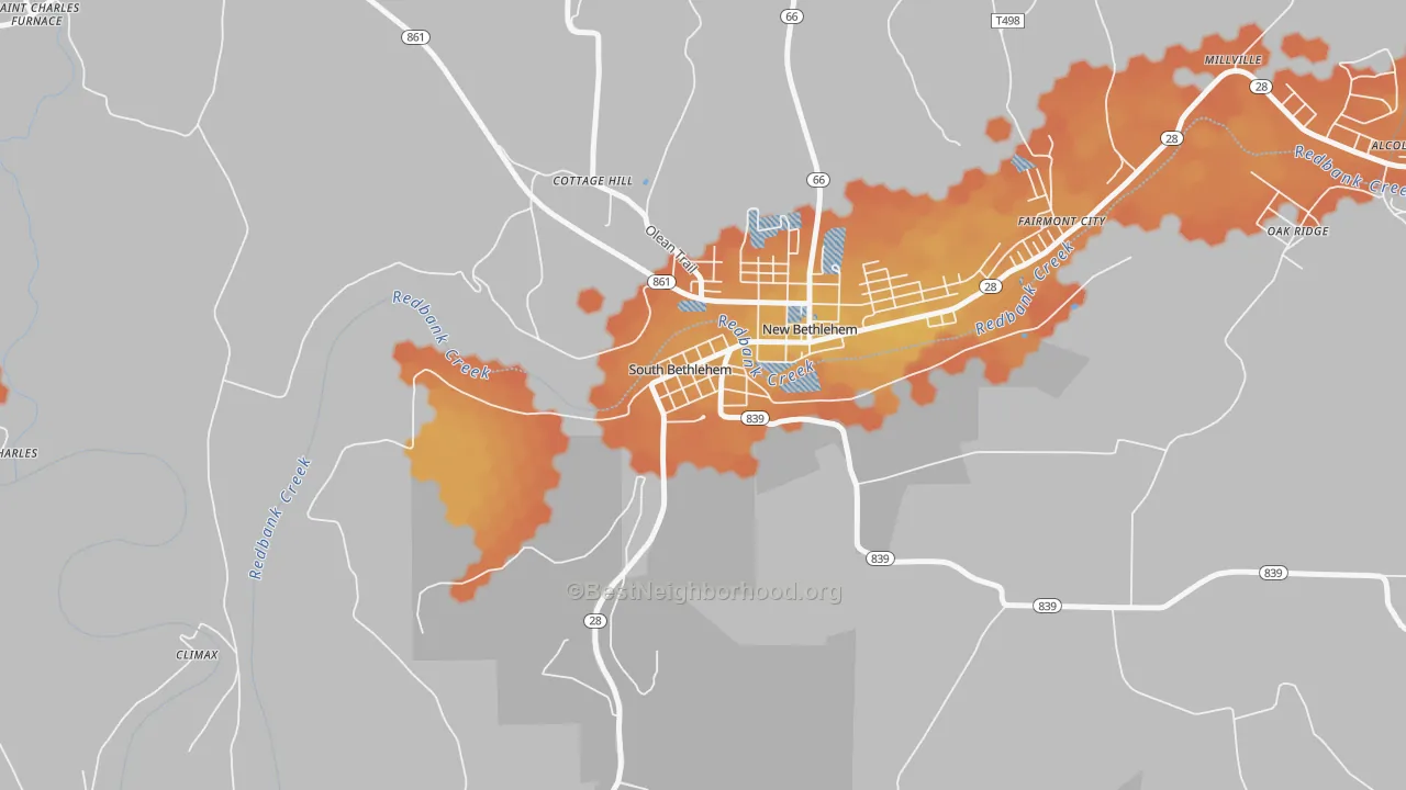 Bike Grade map of South Bethlehem, PA