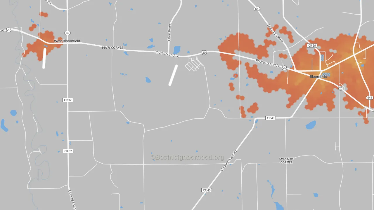 Bike Grade map of South Bloomfield, NY