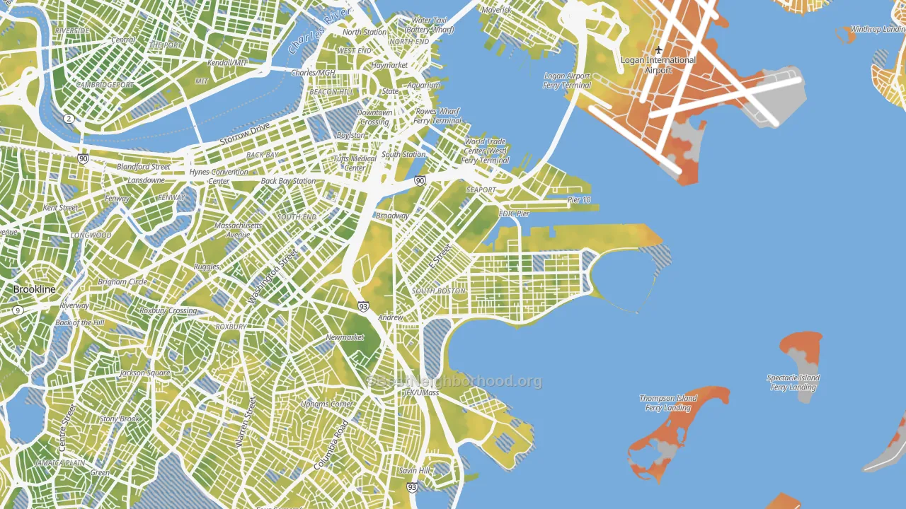 Bike Grade map of South Boston, Boston, MA