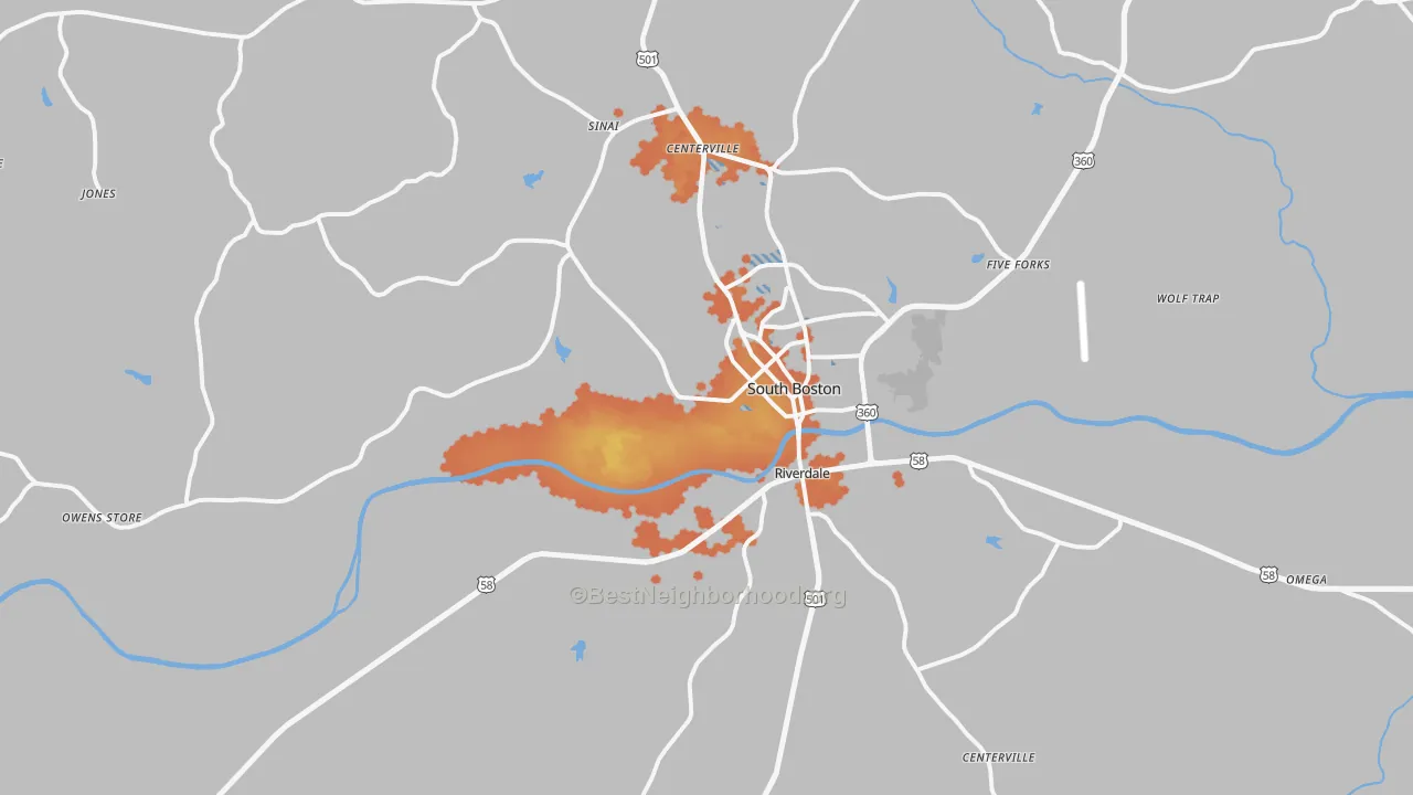 Bike Grade map of South Boston, VA