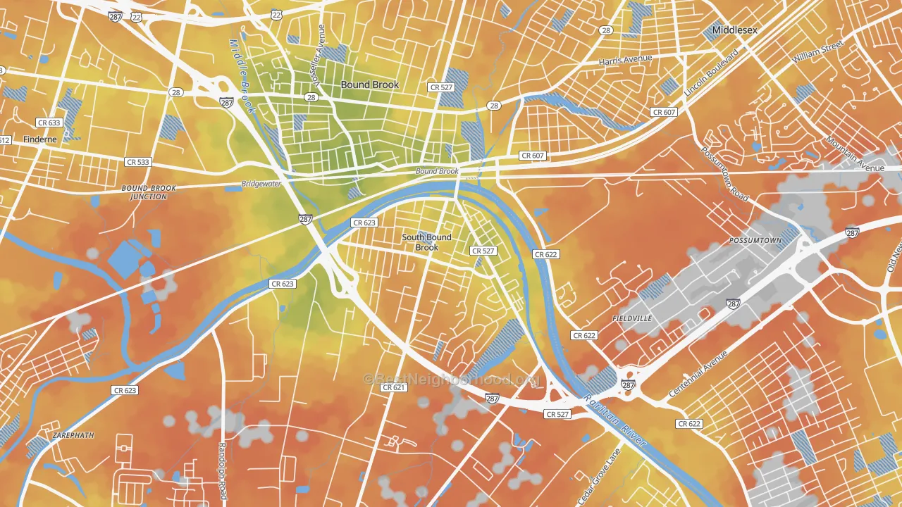 Bike Grade map of South Bound Brook, NJ