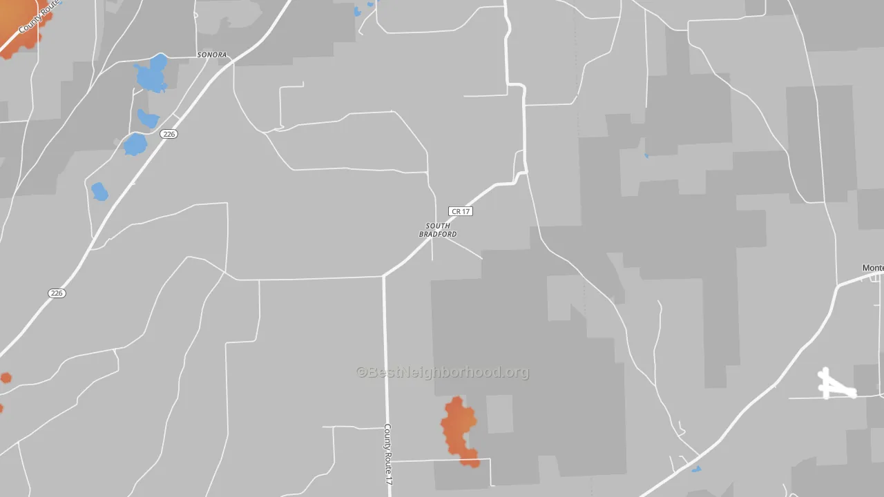 Bike Grade map of South Bradford, NY