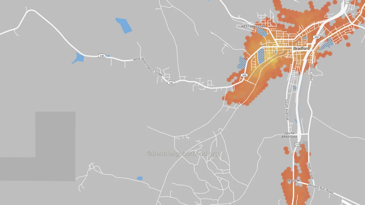 Bike Grade map of South Bradford, PA