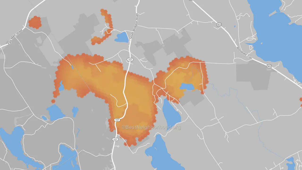Bike Grade map of South Bridgton, ME