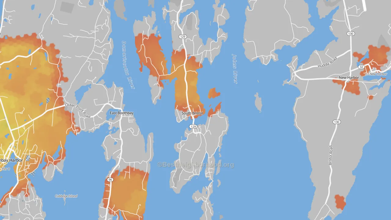 Bike Grade map of South Bristol, ME