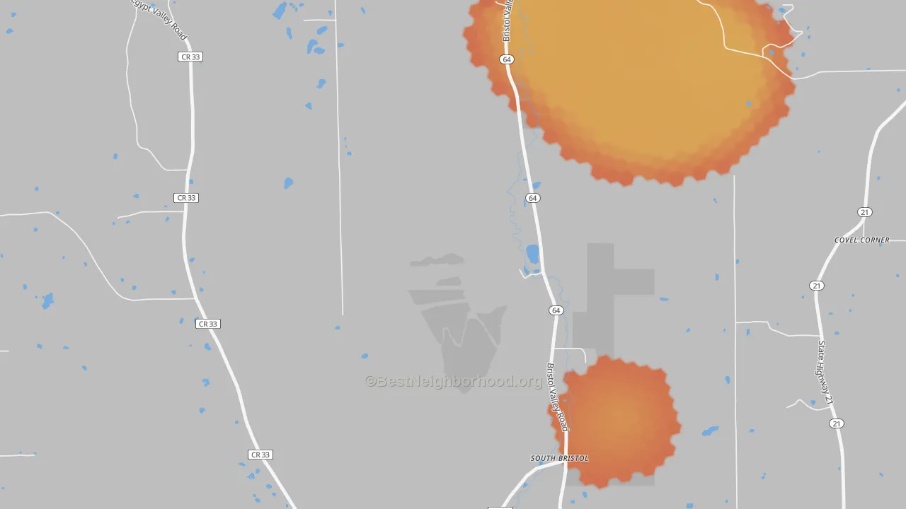 Bike Grade map of South Bristol, NY