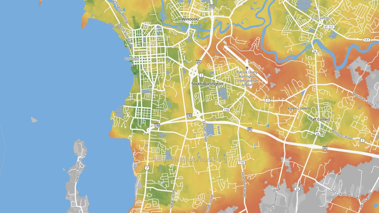 Bike Grade map of South Burlington, VT