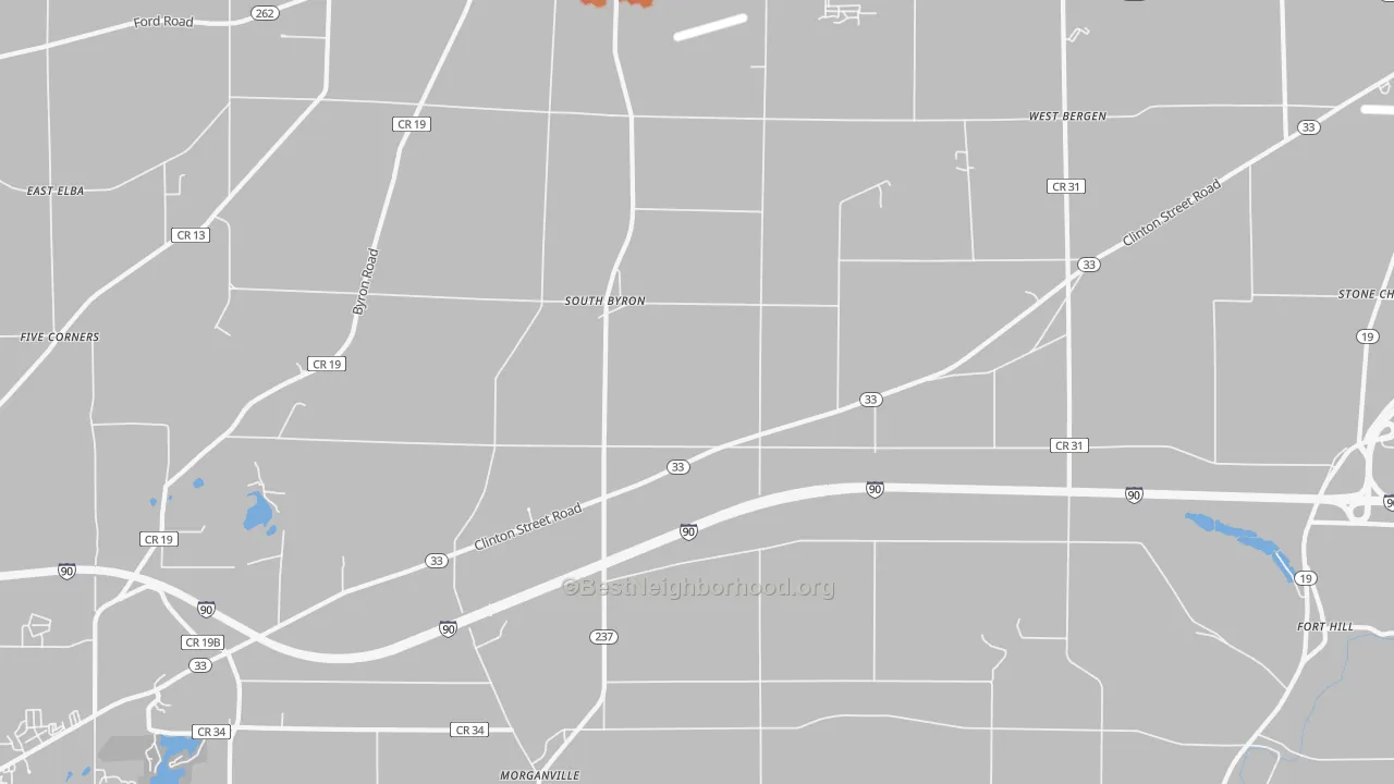 Bike Grade map of South Byron, NY