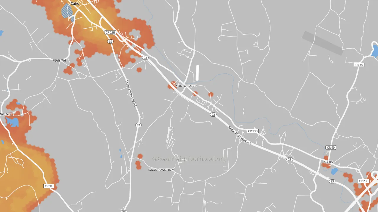 Bike Grade map of South Cairo, NY