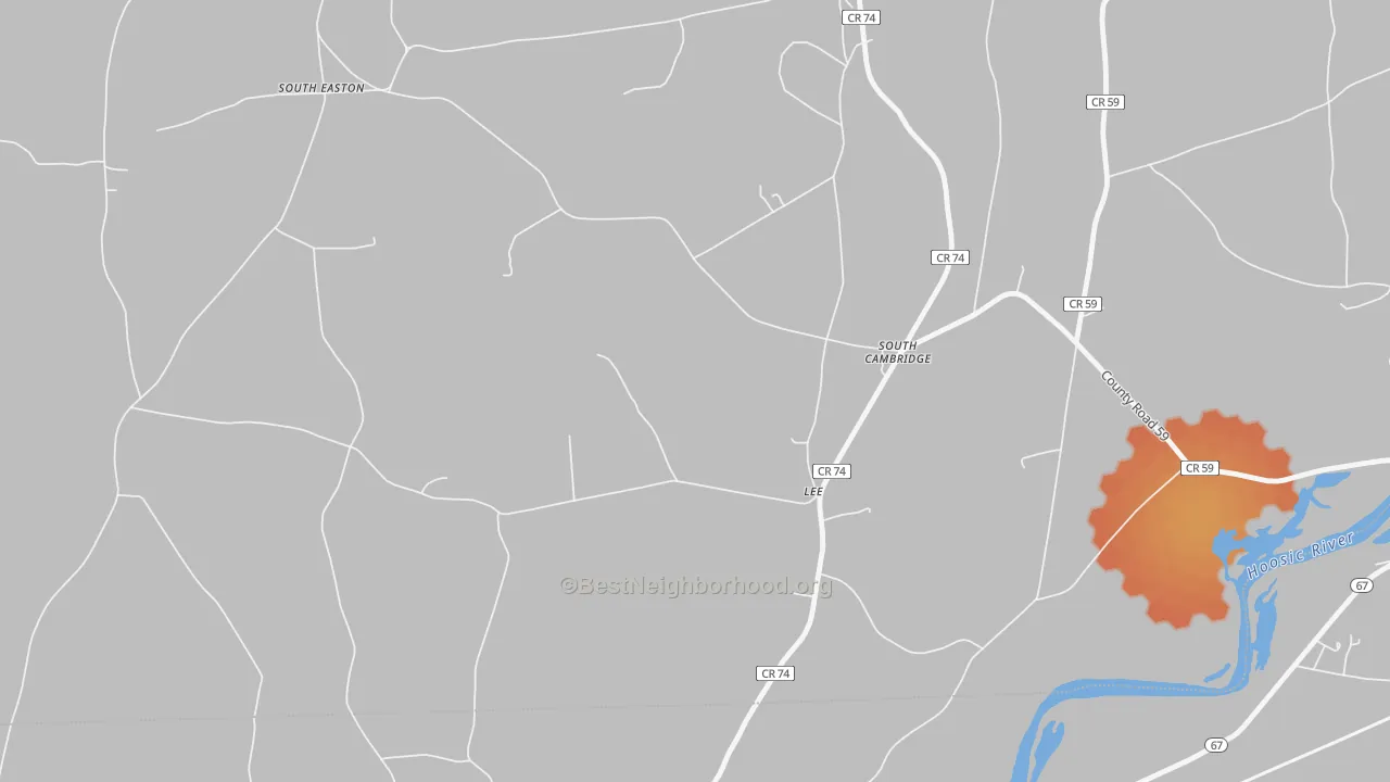 Bike Grade map of South Cambridge, NY