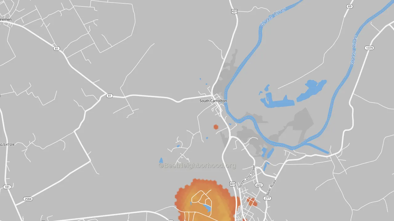 Bike Grade map of South Carrollton, KY