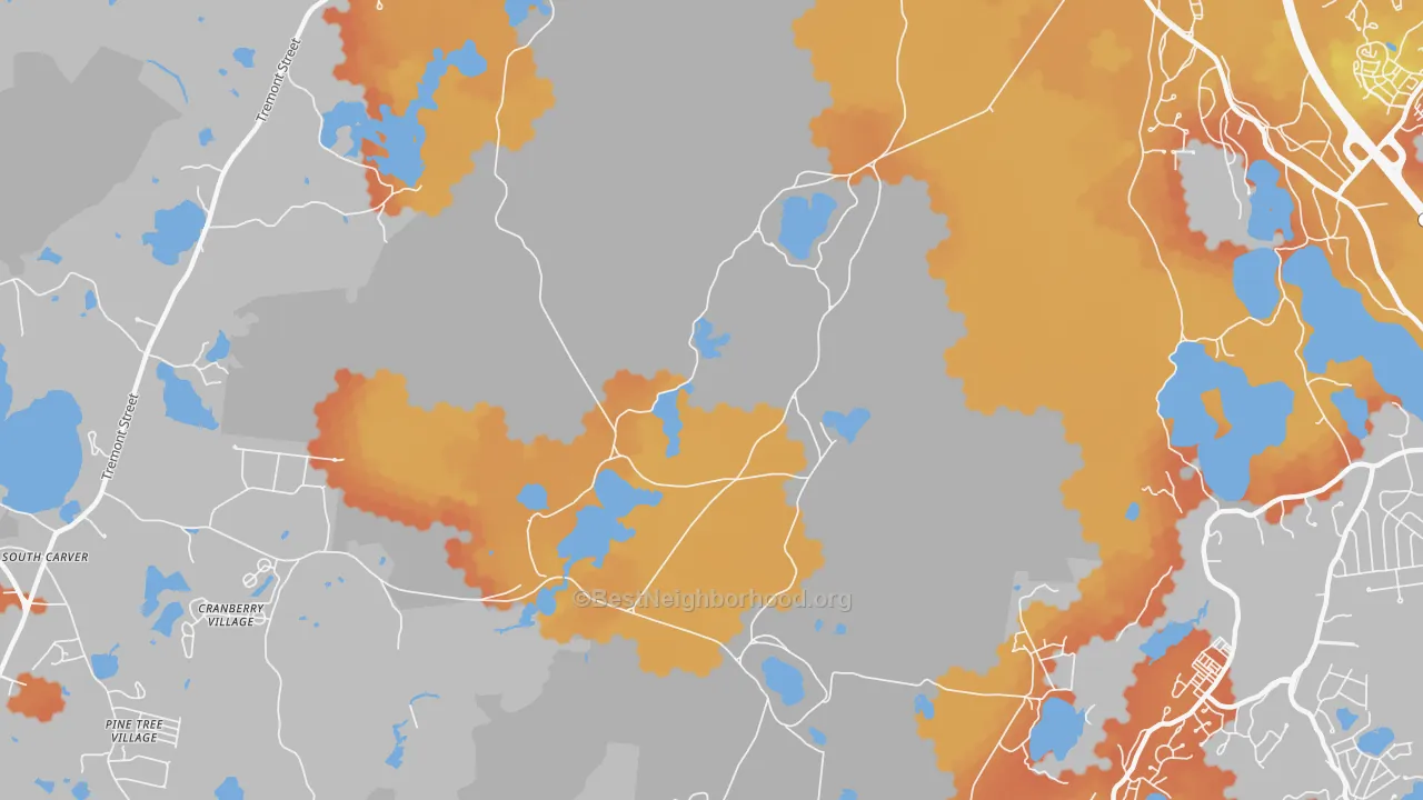 Bike Grade map of South Carver, MA