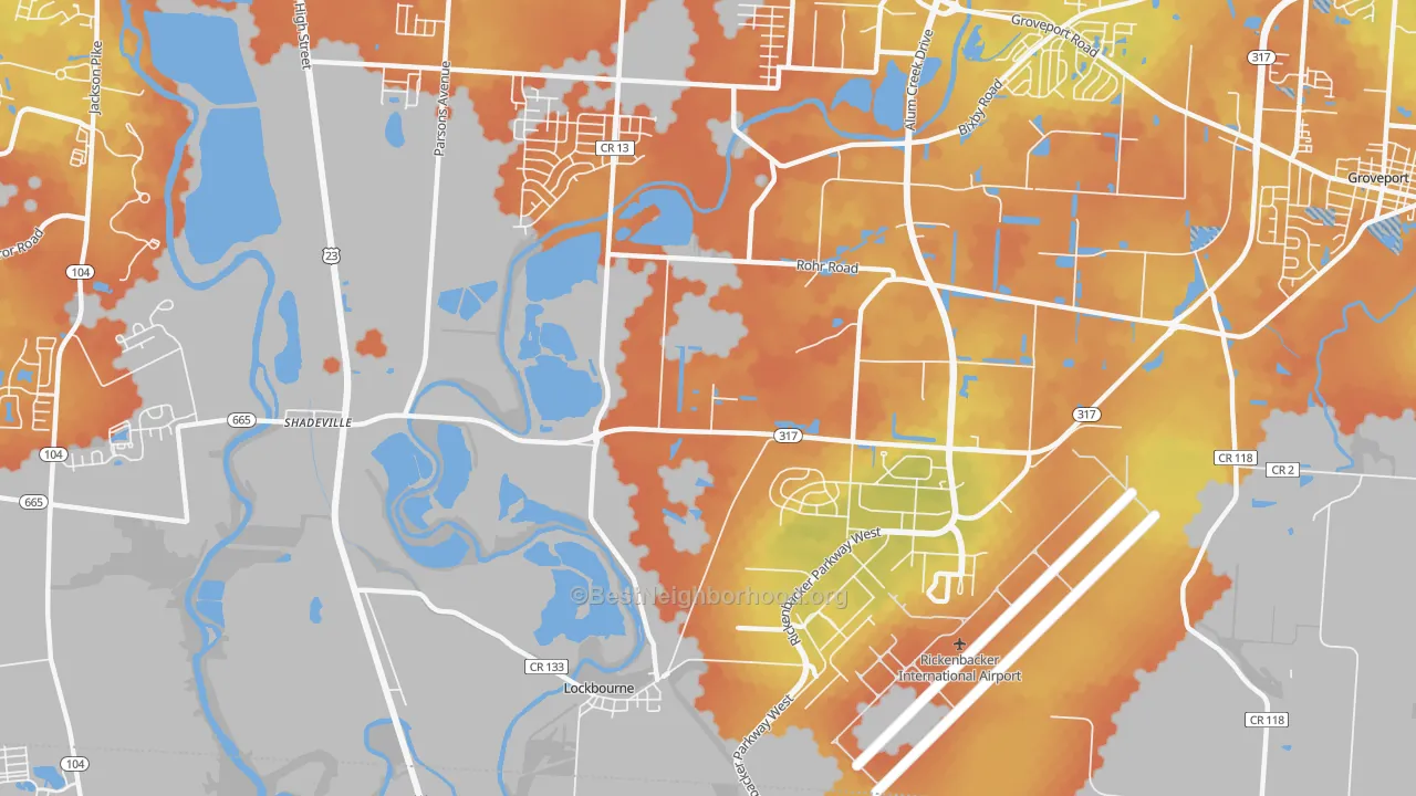 Bike Grade map of South Central Accord, Columbus, OH
