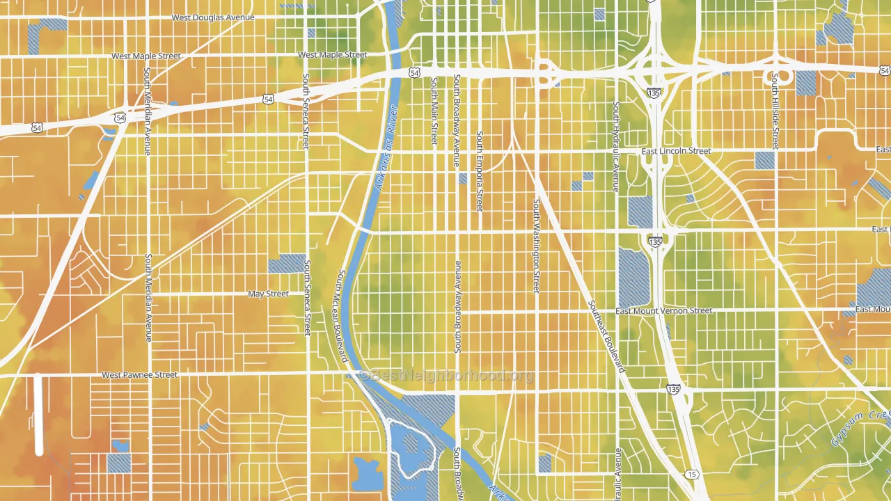 Bike Grade map of South Central Improvemen, Wichita, KS