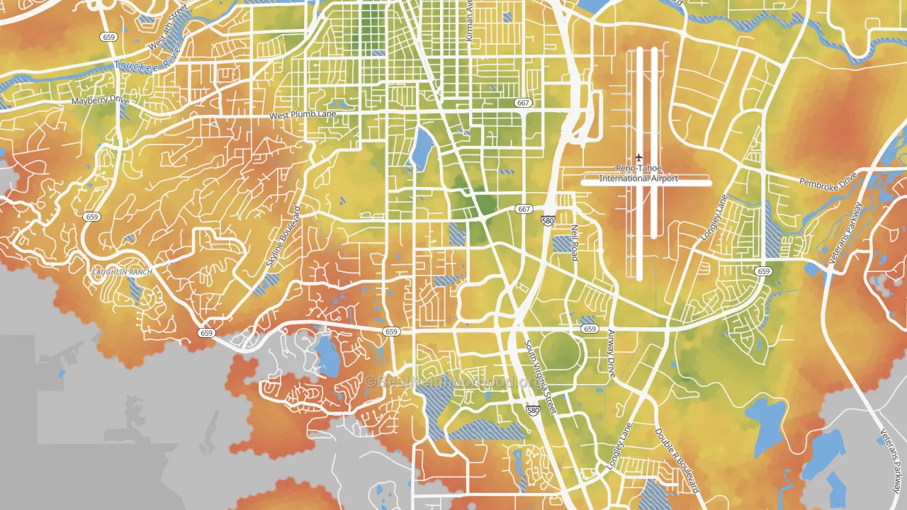 Bike Grade map of South Central, Reno, NV