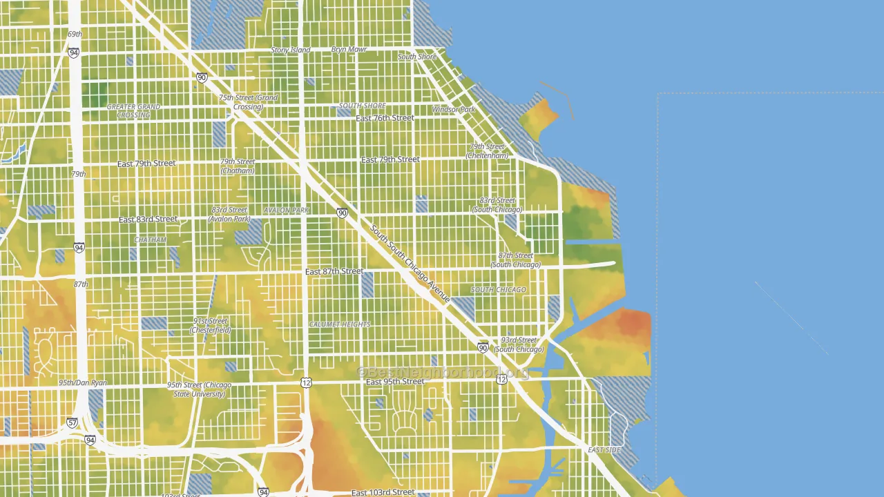Bike Grade map of South Chicago, Chicago, IL