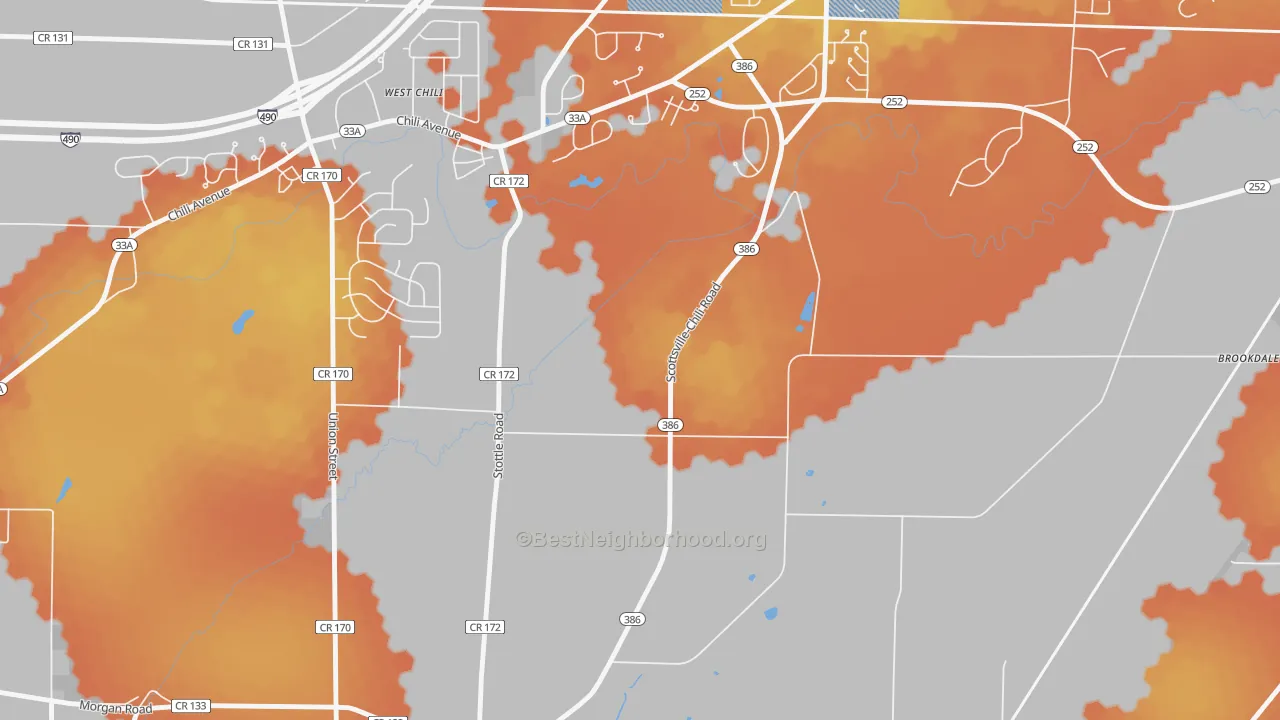 Bike Grade map of South Chili, NY