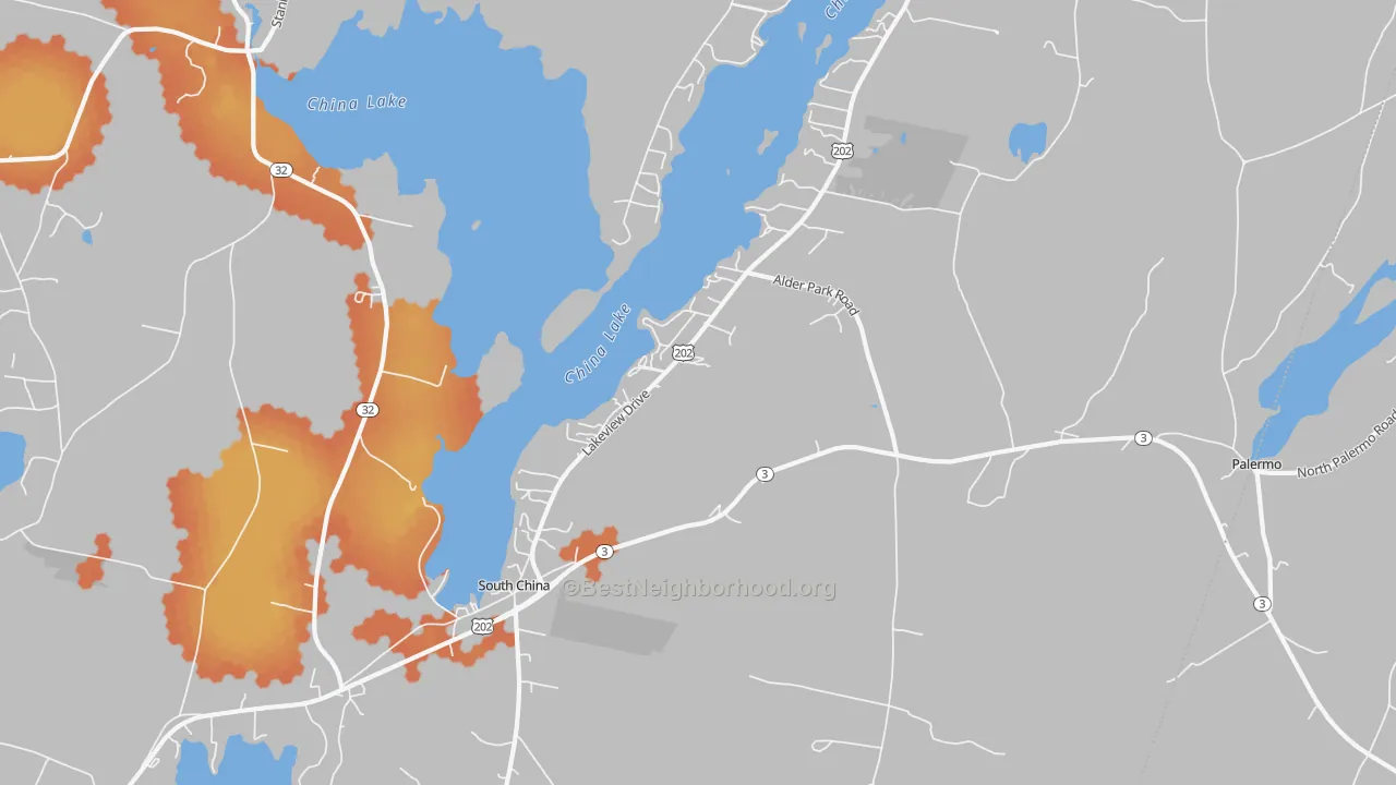 Bike Grade map of South China, ME