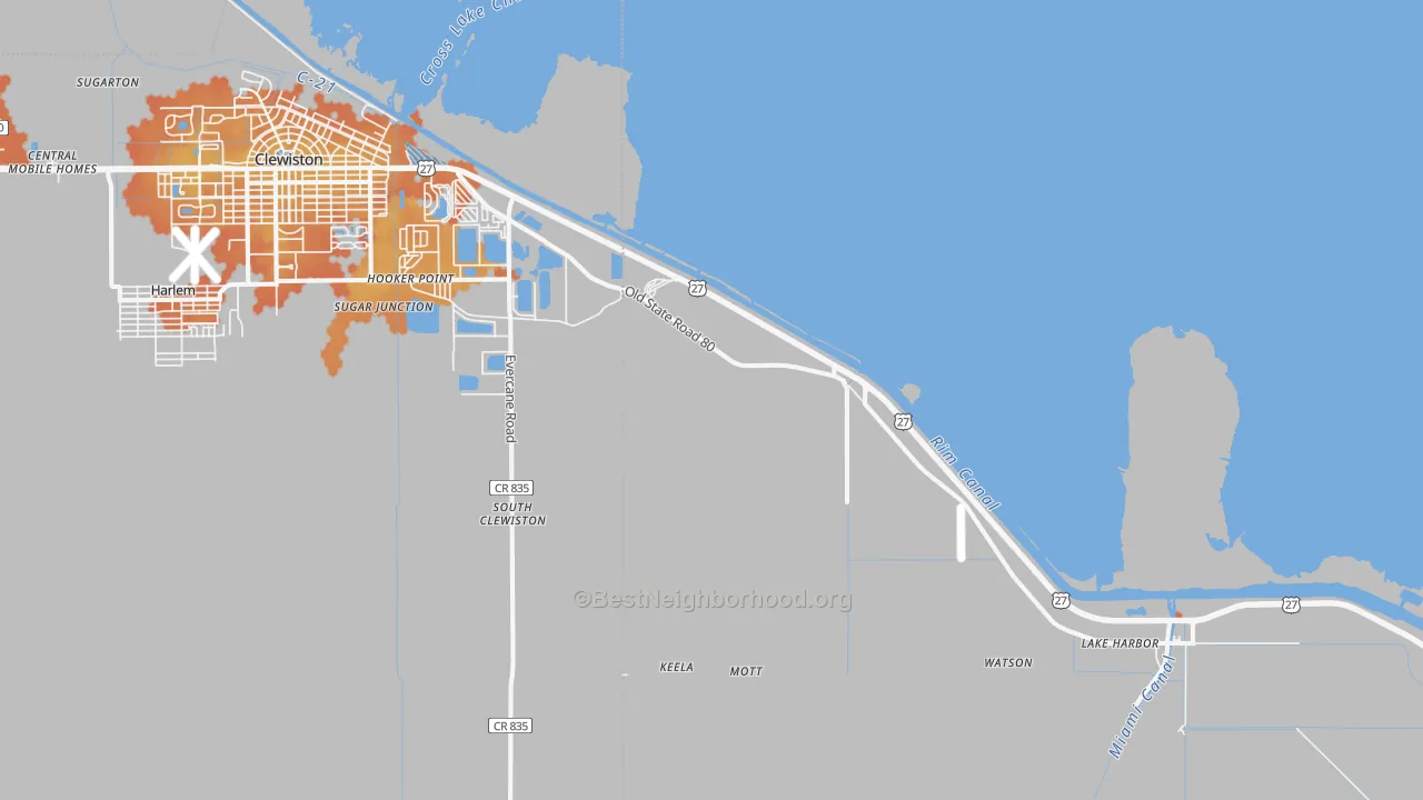 Bike Grade map of South Clewiston, FL
