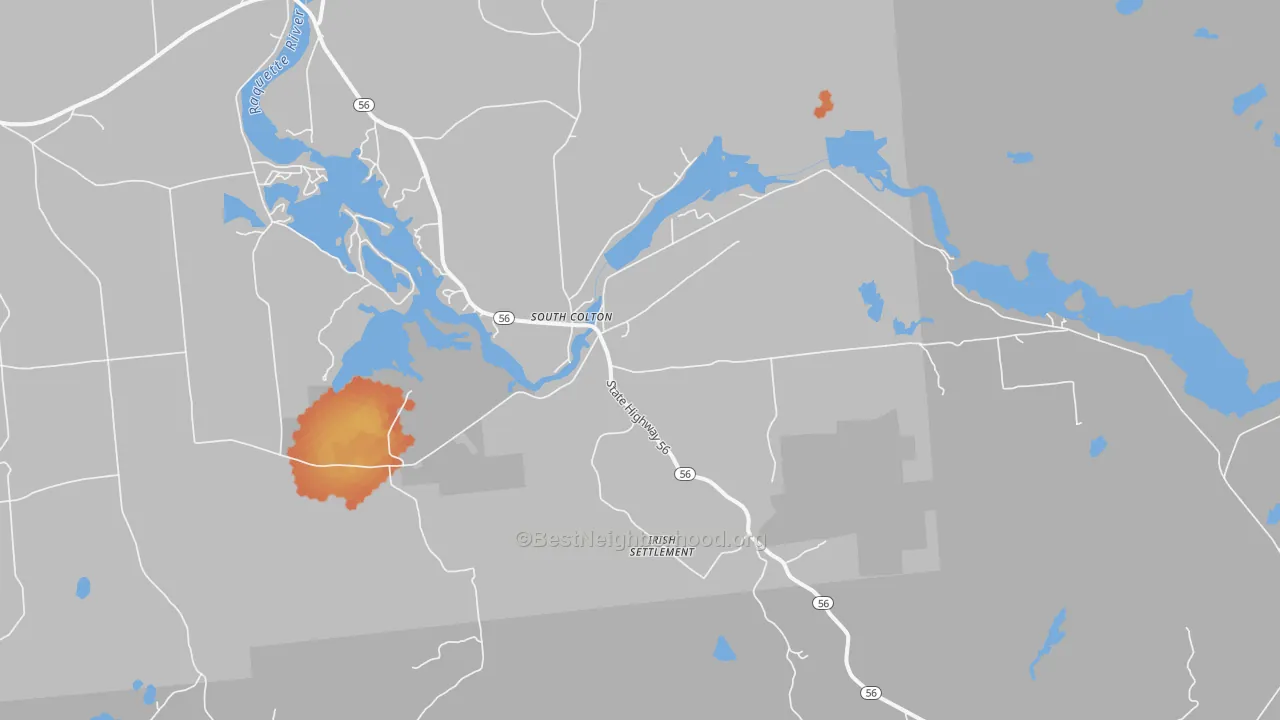 Bike Grade map of South Colton, NY