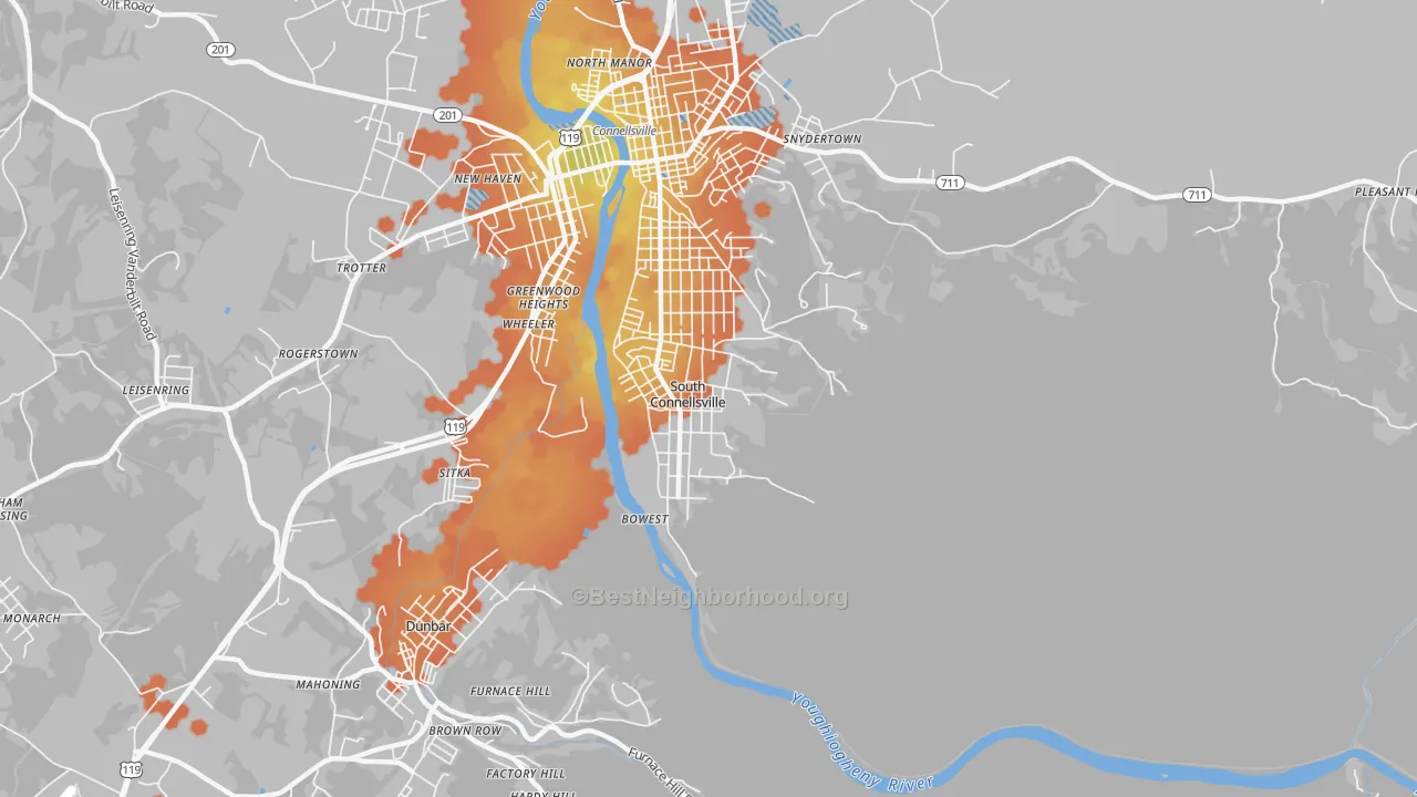 Bike Grade map of South Connellsville, PA