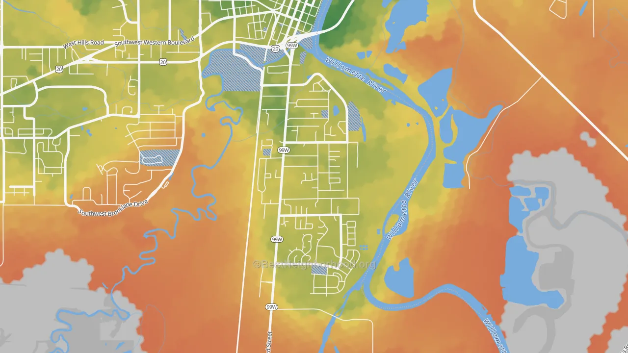 Bike Grade map of South Corvallis Neighbors, Corvallis, OR