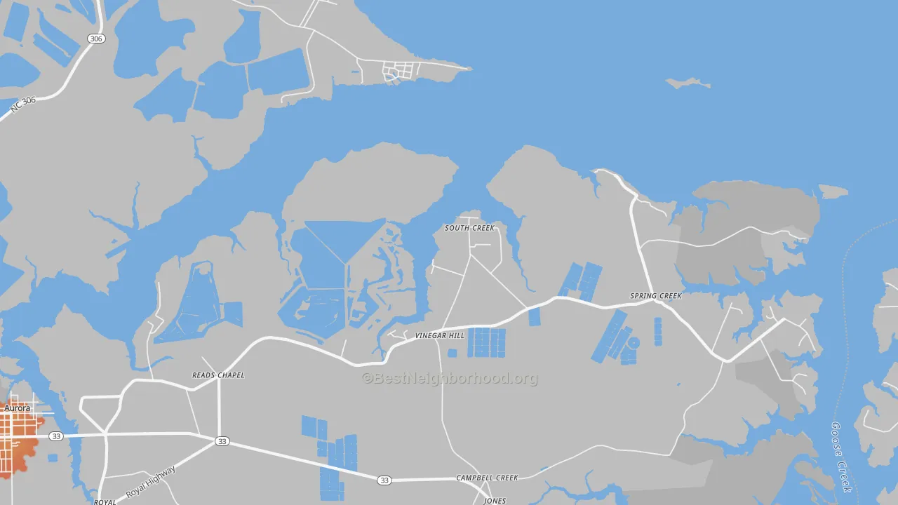 Bike Grade map of South Creek, NC