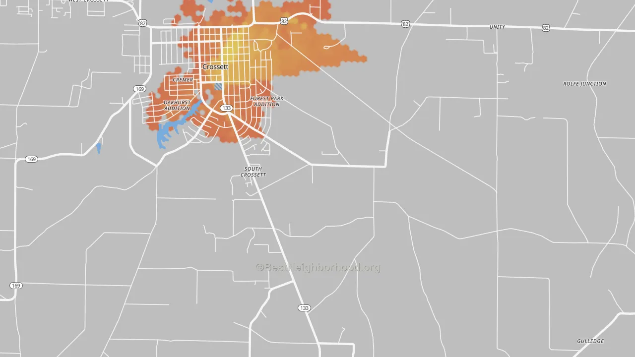 Bike Grade map of South Crossett, AR