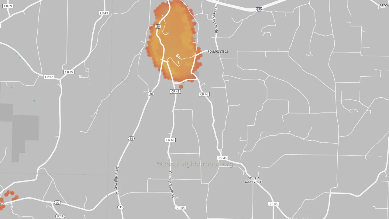 Bike Grade map of South Dansville, NY