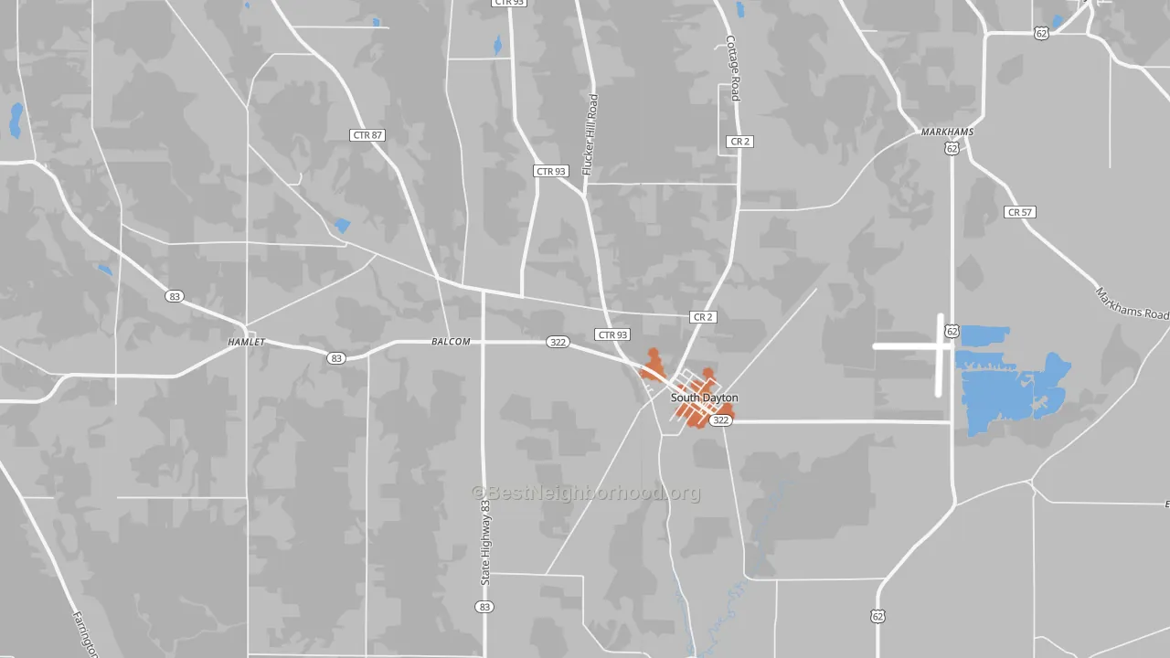 Bike Grade map of South Dayton, NY