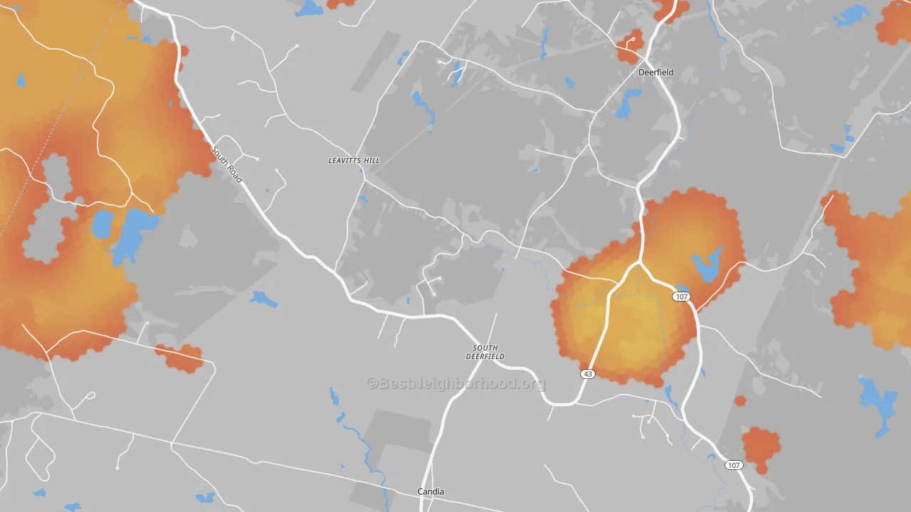 Bike Grade map of South Deerfield, NH