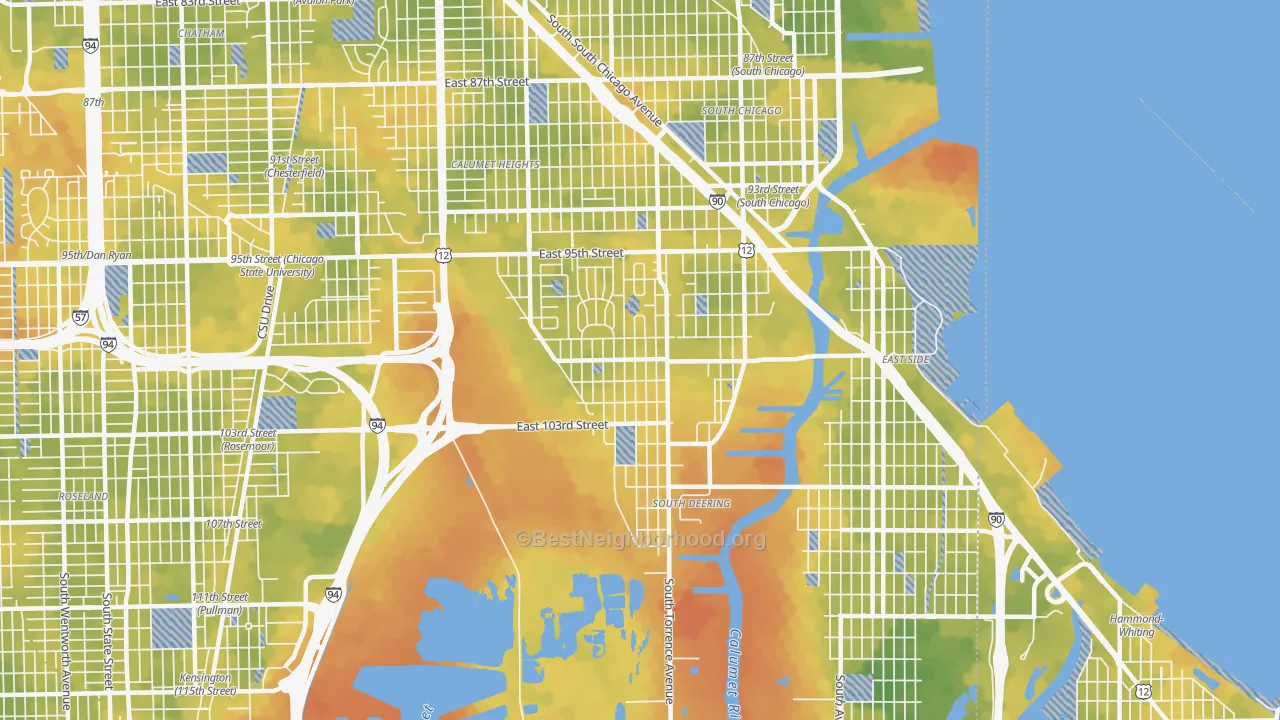 Bike Grade map of South Deering, Chicago, IL