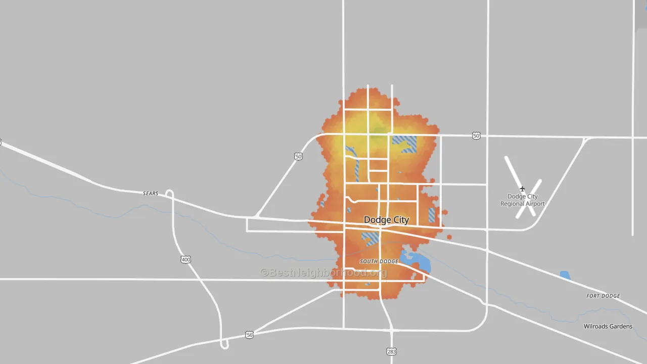 Bike Grade map of South Dodge, KS
