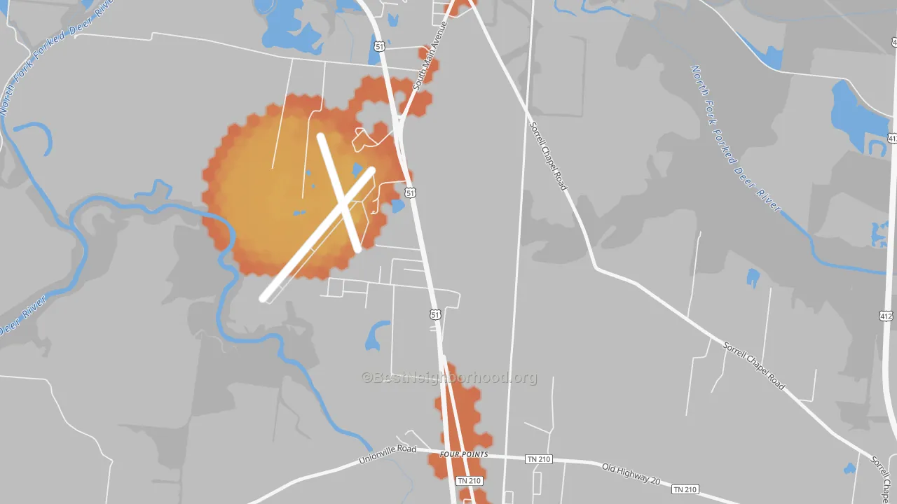 Bike Grade map of South Dyersburg, TN