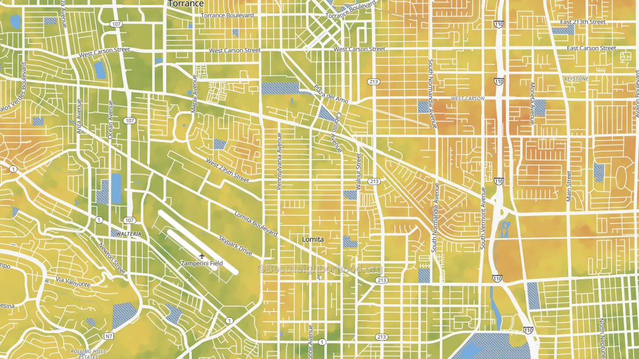 Bike Grade map of South East Torrance, Torrance, CA
