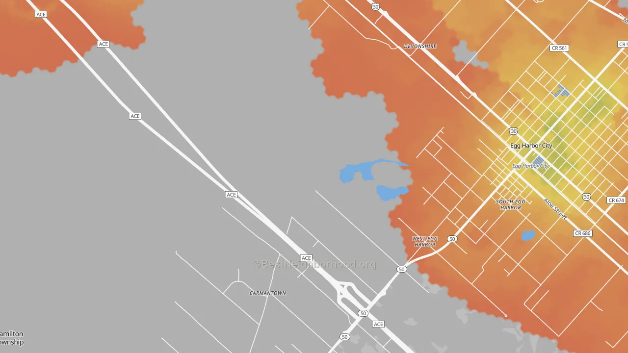 Bike Grade map of South Egg Harbor, NJ
