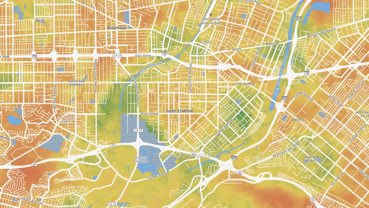 Bike Grade map of South El Monte, CA