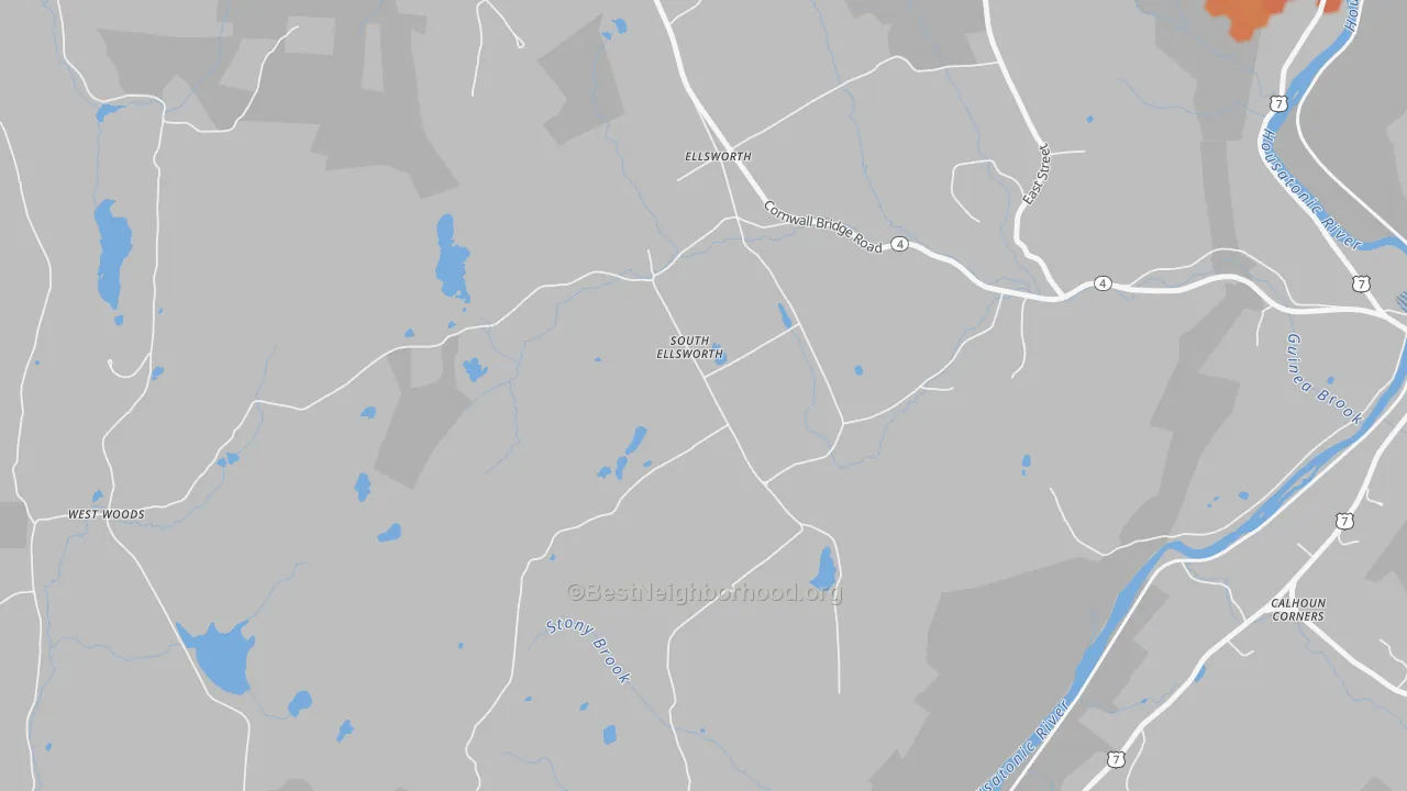 Bike Grade map of South Ellsworth, CT