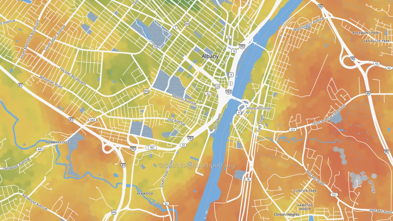 Bike Grade map of South End, Albany, NY