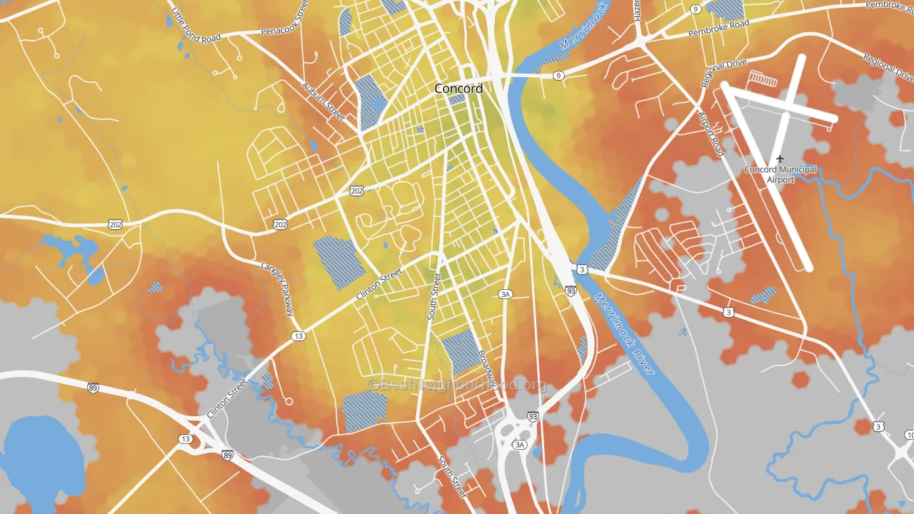 Bike Grade map of South End, Concord, NH