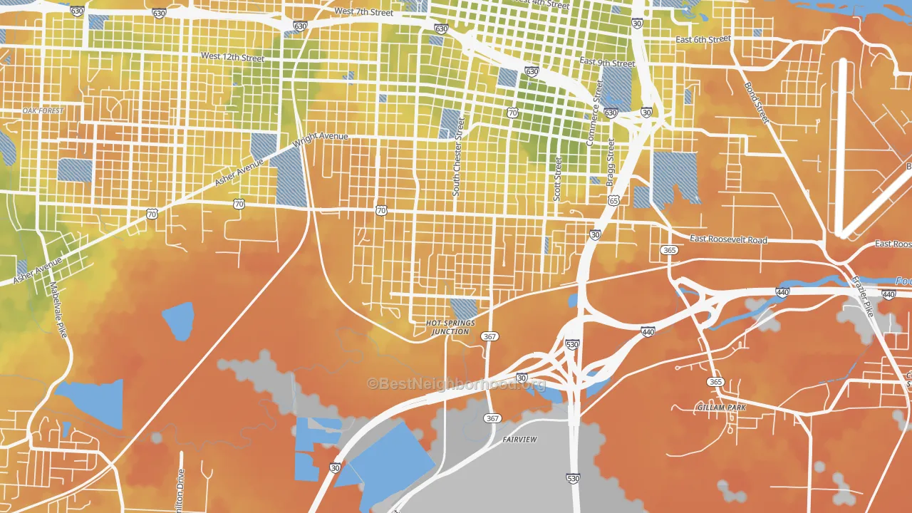 Bike Grade map of South End, Little Rock, AR