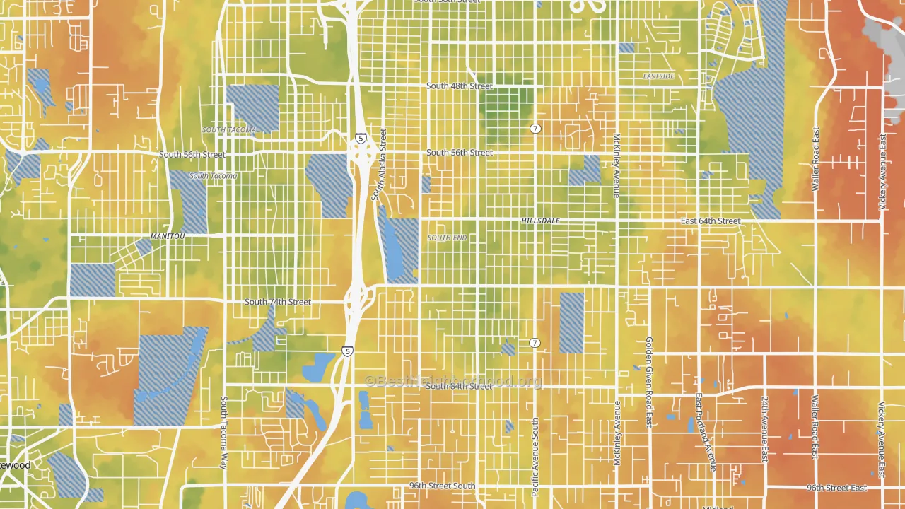 Bike Grade map of South End, Tacoma, WA